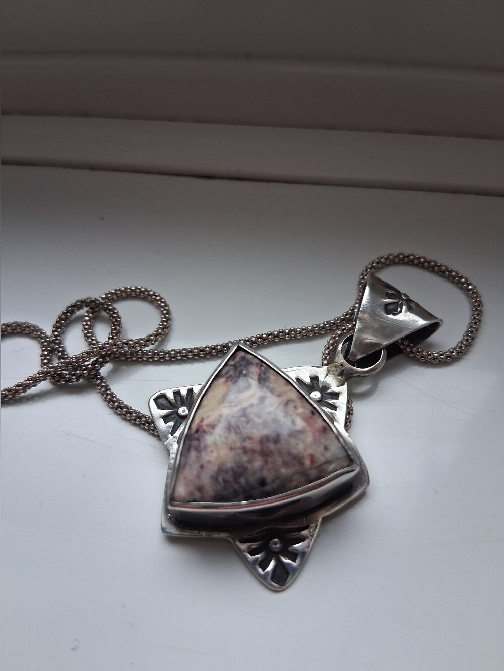 Sterling Silver Southwestern Style Tiffany Stone Necklace
